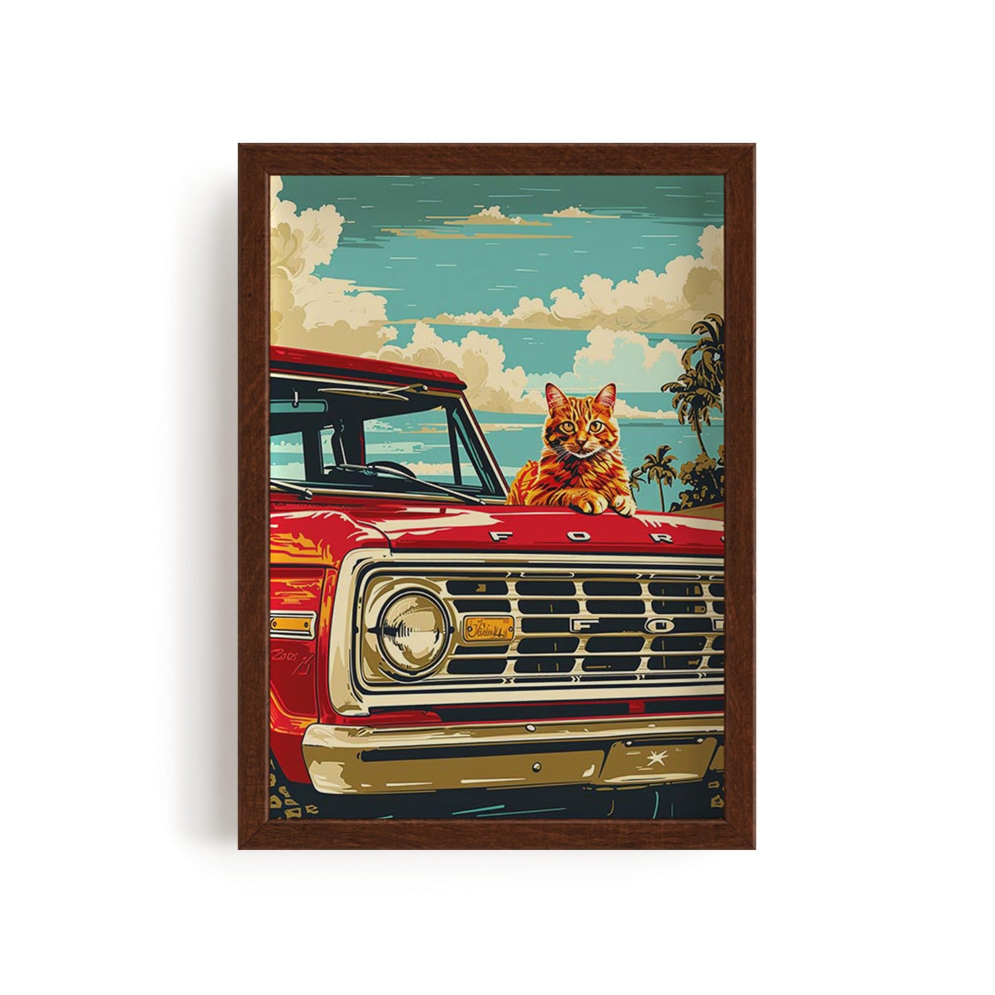Cat on pickup truck