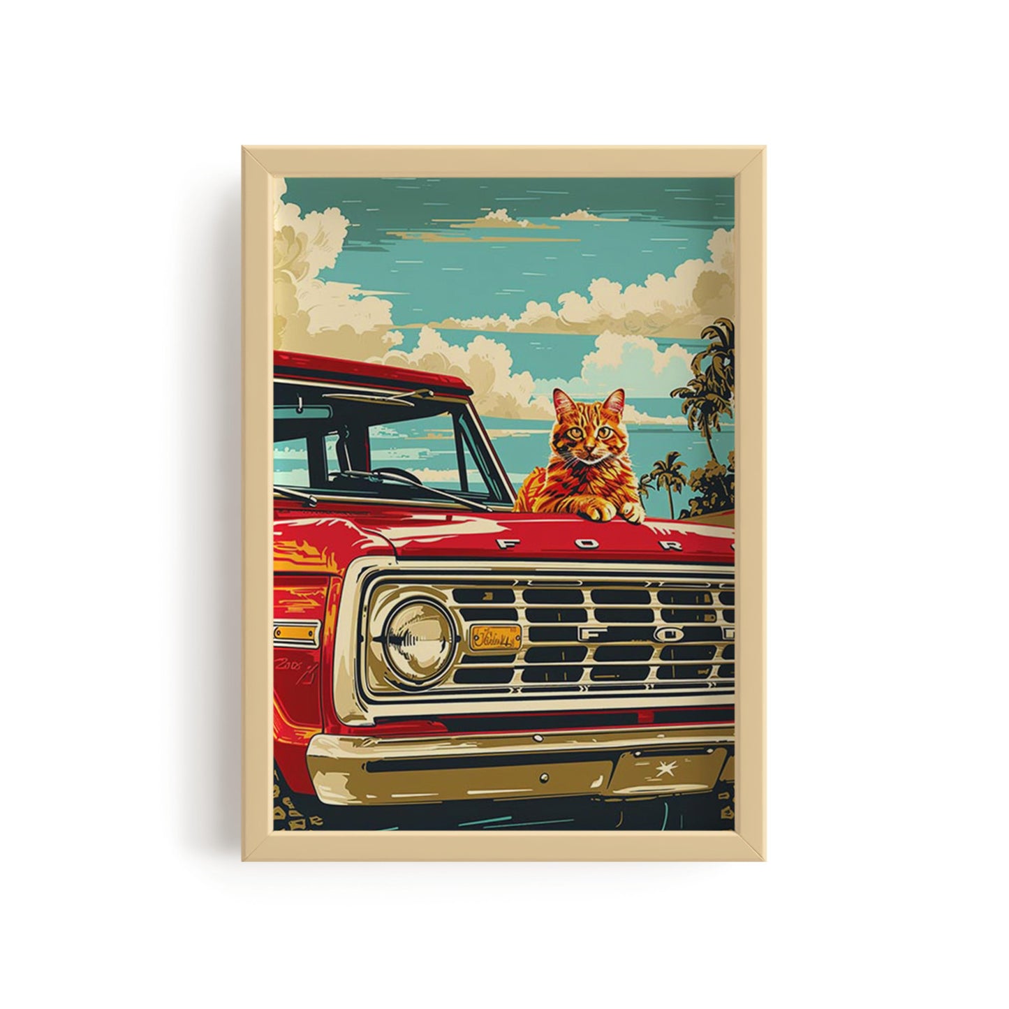 Cat on pickup truck