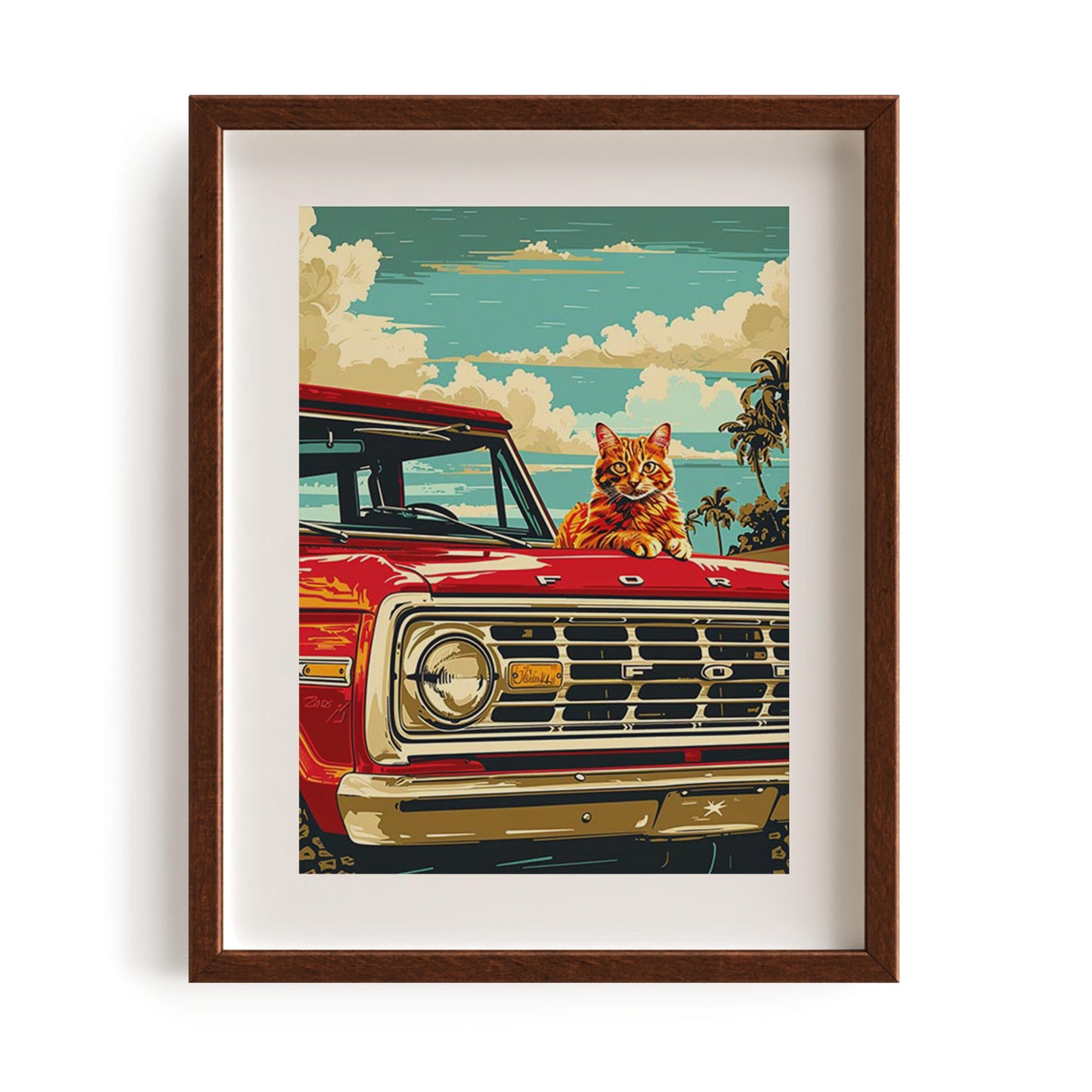 Cat on pickup truck